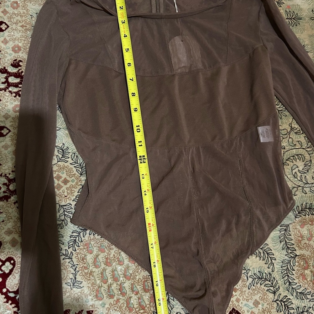 Meshki Chocolate Color Tarna Long Sleeve Mesh Bodysuit Size Large - Picture 7 of 8